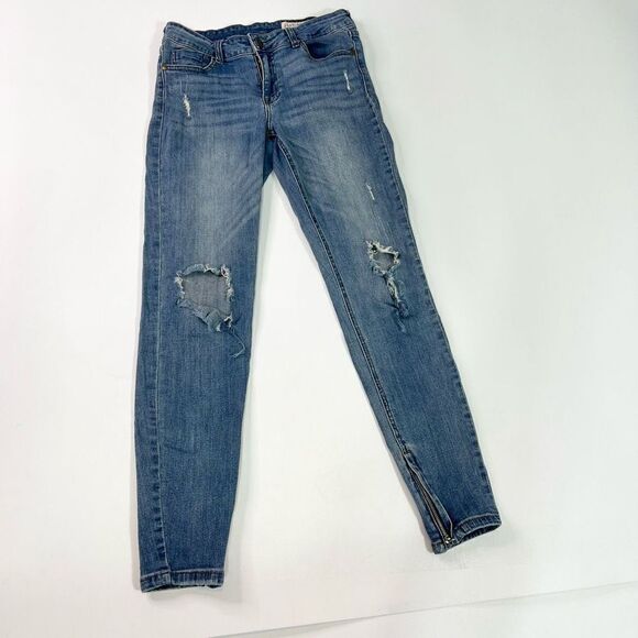 Pistola Jeans Womens 29 Distressed Ripped Skinny  Blue Cotton Blend Zipper Ankle - Picture 1 of 10